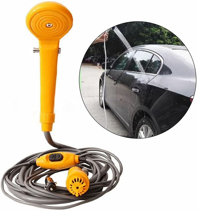 Fdit Portable Outdoor Shower Camping Shower Car Shower with Adjustable Water Volume 12V DC for Pet Vegetable Washing Car Washing