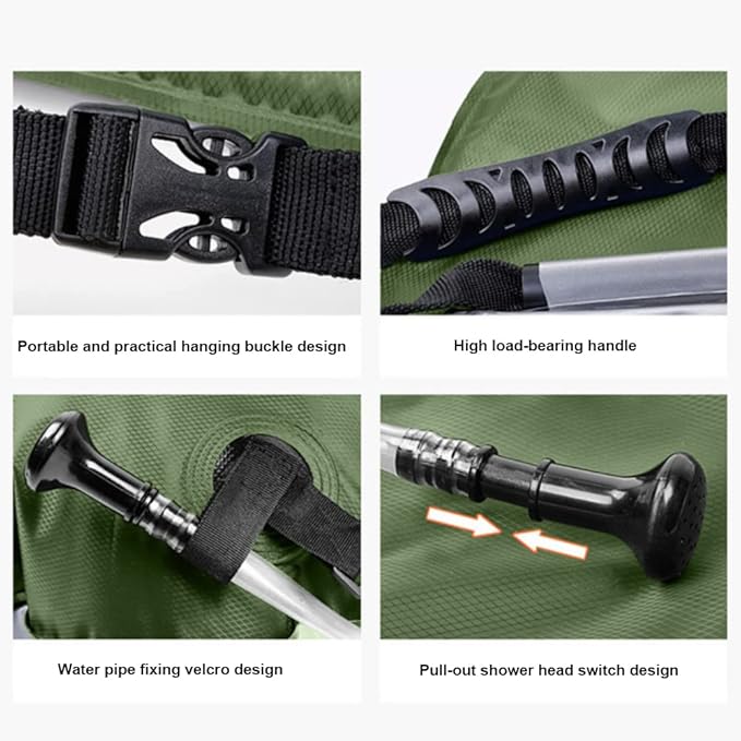 Solar Shower Bag 20L Foldable Lightweight Portable Solar Heating Bag with On/Off Switch Shower Header for Outdoor Travel Swimming Beach Hiking Cycling