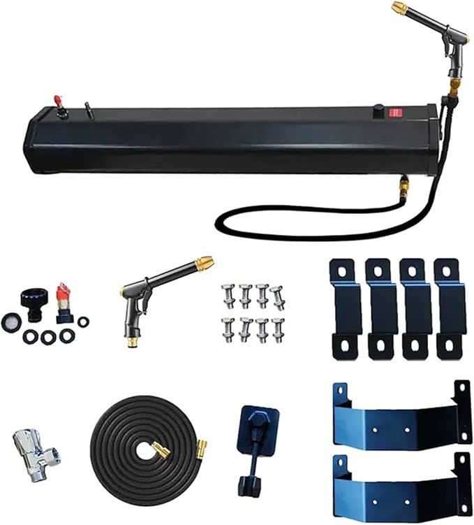 Pressurized Water Tank for Camping Shower Roof Rack Mounted Off-Road Shower with High Pressure Water Gun Spray Head &amp Storage Bag for Trucks &amp Off Road Vehicles(30L)