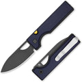 Kizer Little Ringbo Pocket Knife 2.95 AEB-L Steel Drop Point Folding Knife with Blue Aluminum Handle Thumb Hole Opener Button Liner Lock EDC knives for Camping Hiking V3708A3