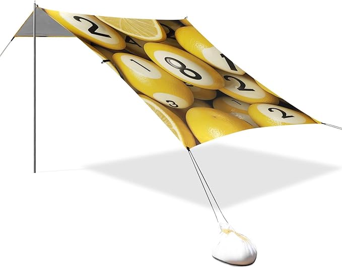 ALAZA Number Billiard Ball Lemon Seamless Beach Tent Sun Shelter Portable Canopy Sunshade for Outdoor Camping Picnics Backyard Fun 10x9 ft