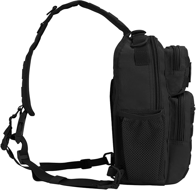 Rover Sling Pack Tactical Shoulder Sling Bag Backpack with Bottle Holder Crossbody Chest Bag Black