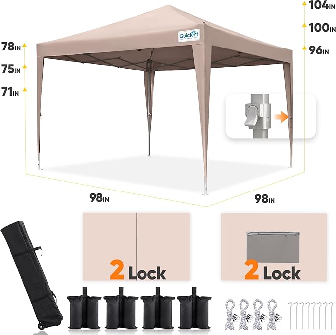 Quictent Privacy 8x8 Pop up Canopy Tent with Sidewalls and Roll-up Ventilated Windows One Person Easy Setup Outdoor Commercial Gazebo Shelter Enclosed Waterproof Bonus 4 Sandbags