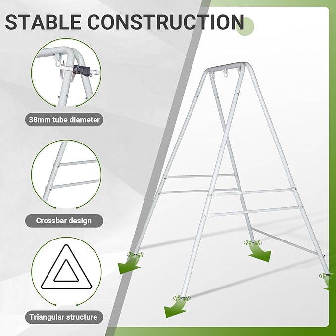 Outdoor Hammock Stand Heavy Duty A-Frame Metal Stand with 3 Hooks Weatherproof Design Fits Hammocks &amp Hanging Chairs 450 Lbs Capacity for Backyard Garden Balcony &amp Porch