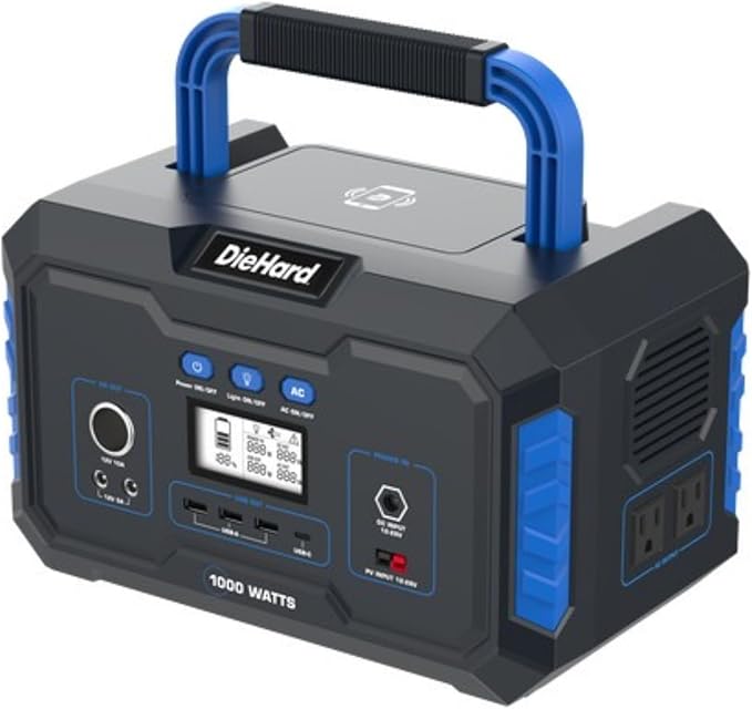 DieHard Portable Power Station 1000-Watt (2000-Watt Peak) - Quiet Lightweight Solution for Home Backup Weather Emergencies Outdoor Recreation Jobsite