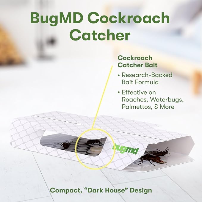 BugMD Cockroach Catcher (3 Pack) BugMD Essential Pest Control Concentrate (1 Pack) and Spray Bottle 32 oz (1 Pack) Bundle