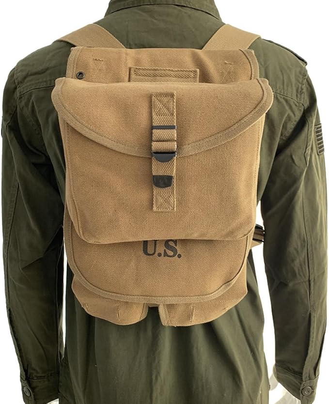 WW2 US M1928 Haversack and M36 Belt Vintage Canvas Bag Replica of WWII Field Equipment Set