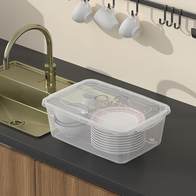 12 Packs 14 Quart Plastic Clear Storage Bins Plastic Storage Boxes with Lids