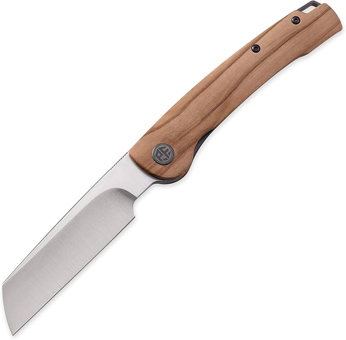 Petrified fish PFE04 Scholar3.7 154CM Satin Blade98.5g Olive Wood Handel Front Flipper Liner lock Folding knife (Olive Wood Handle)