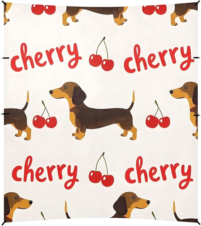 ALAZA Dachshund Cherry Pattern Beach Tent Sun Shelter Portable Canopy Sunshade for Outdoor Camping Picnics Backyard Fun 10x9 ft