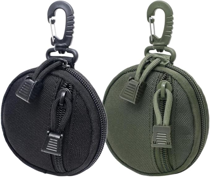 Outdoor Molle Key Pouch Change Purse Utility Waist Bag 2 Pack - Nylon Material - Multifunction Key Holder and Coin Bag - Compact and Versatile for Camping Travel and Outdoor