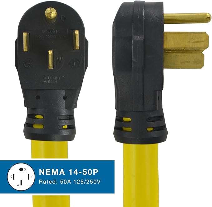Conntek 14328 RV 1.5-Foot Pigtail Adapter 50 Amp RV Male Plug To 50 Amp 125/250 Volt Locking Female Connector Black