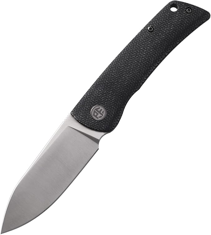 Petrified fish PFE05 Flavorist3.15 K110 Satin Blade 94g Micarta Handle Front Flipper Liner lock Folding knife (Black-S)