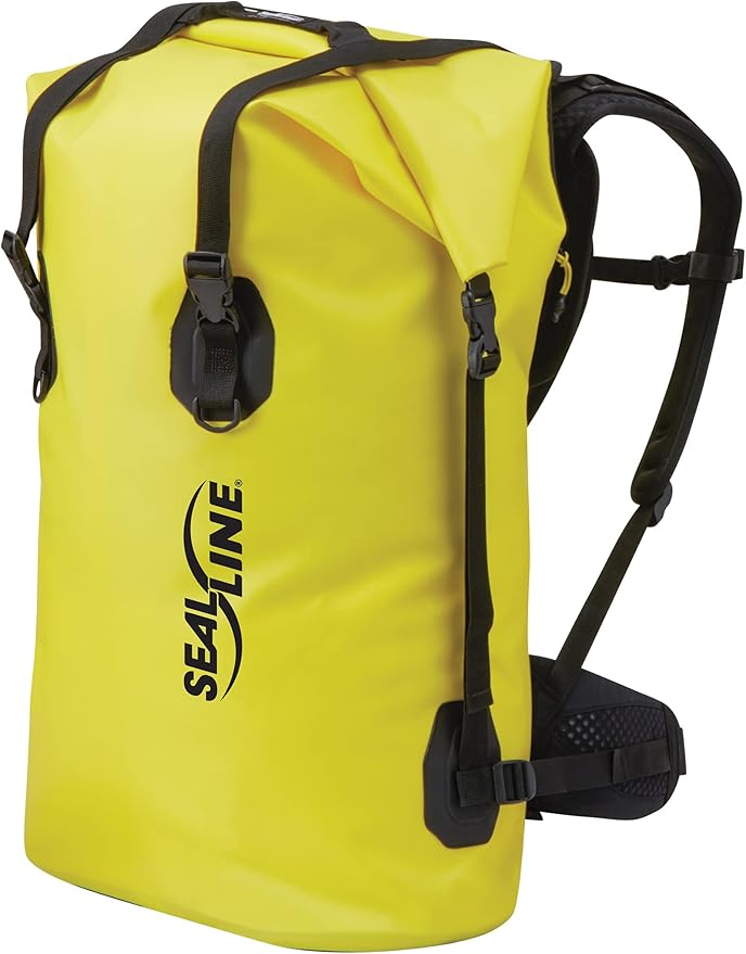SealLine Black Canyon Waterproof Dry Pack with Waist Belt Support Yellow 65-Liter
