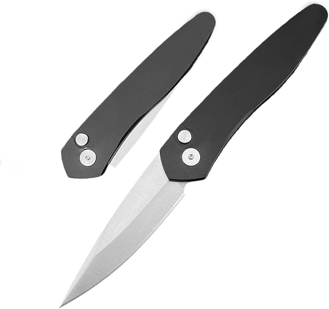 7'' Button Lock Folding Knife with D2 Blade - Everyday Carry Outdoor EDC Camping Knife 6061-T6 Aviation Aluminum Handle and Pocket Clip