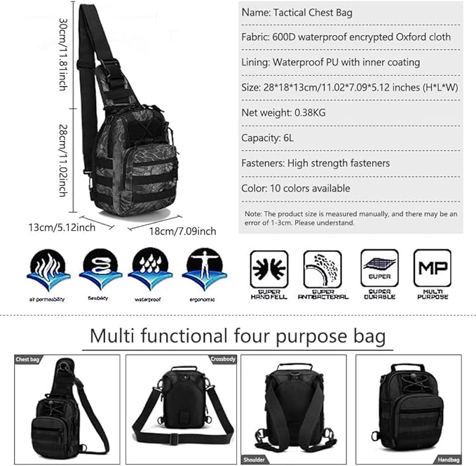 Outdoor Tactical Backpack Tactical Bag Military Sport Small Chest Pack Sling Shoulder Backpack for Every Day Carry (CP)