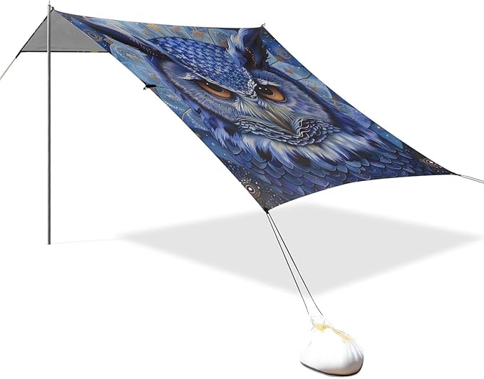 ALAZA Starry Owl Mandala Beach Tent Sun Shelter Portable Canopy Sunshade for Outdoor Camping Picnics Backyard Fun 10x9 ft