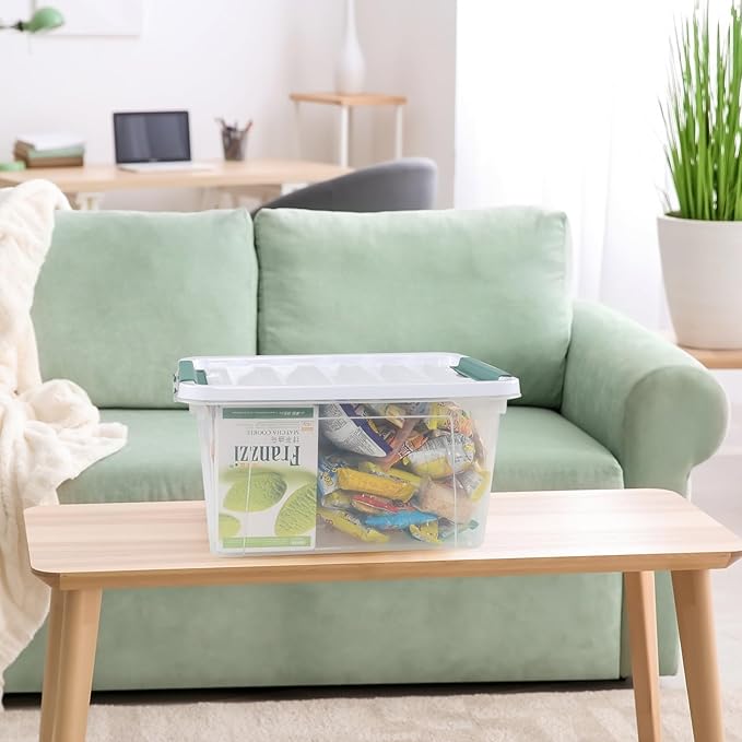 6-Pack 20 L Plastic Storage Box Clear Latch Storage Box with Lids