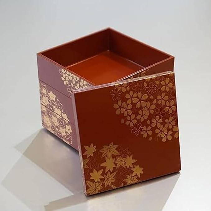 Japanese Jubako Box 3 Tiers Stacking Box with Lid Dishwasher Safe Yamanaka Lacquerware Hand-painted by Craftsmen