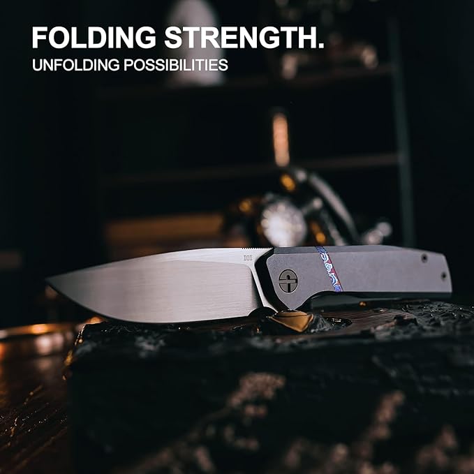 IOI Commander I93258 Folding Pocket Knife for Men – Vanax EDC Knife with Clip Premium Pocket Knives with 6AL4V Titanium Handle Work &amp Camping Knife Gift for Everyday Carry