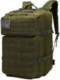 45L Military Tactical Backpacks Molle Army Assault Pack 3 Day Bug Out Bag Hiking Treeking Rucksack (Military Green)