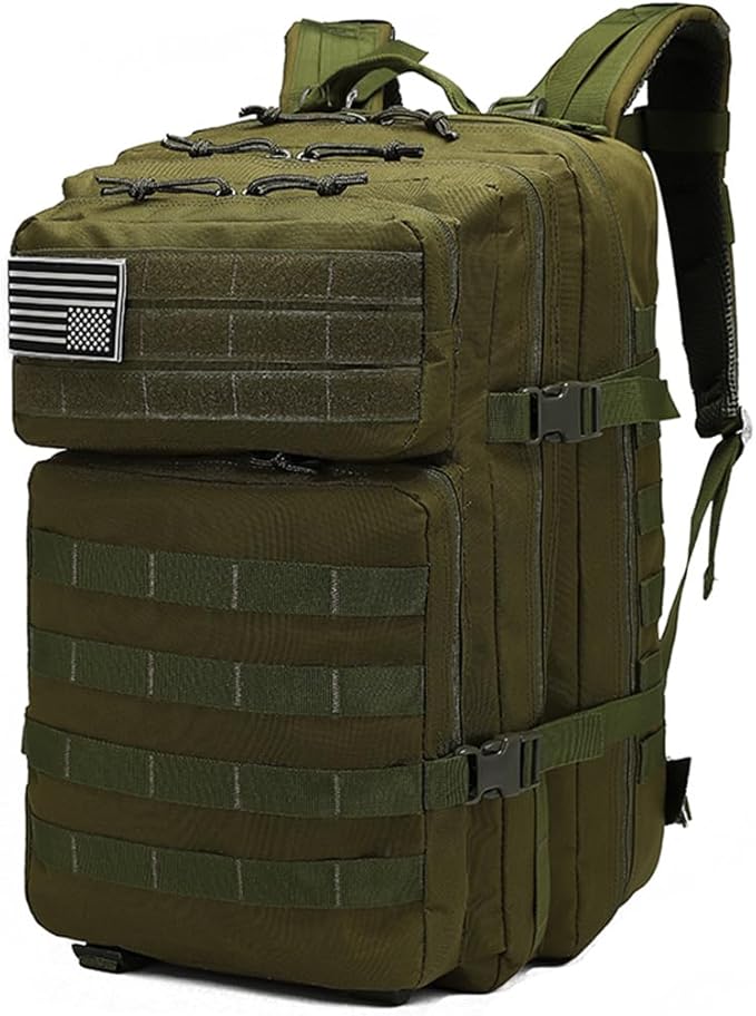 45L Military Tactical Backpacks Molle Army Assault Pack 3 Day Bug Out Bag Hiking Treeking Rucksack (Military Green)