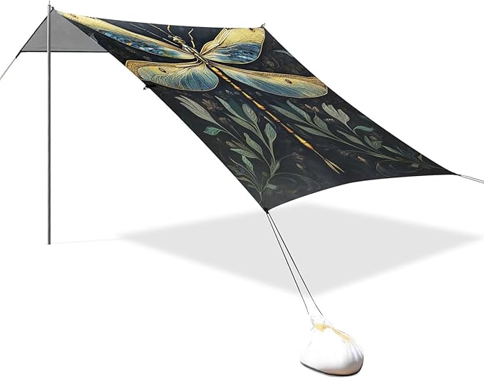 ALAZA Dragonfly on Dark Beach Tent Sun Shelter Portable Canopy Sunshade for Outdoor Camping Picnics Backyard Fun 10x9 ft