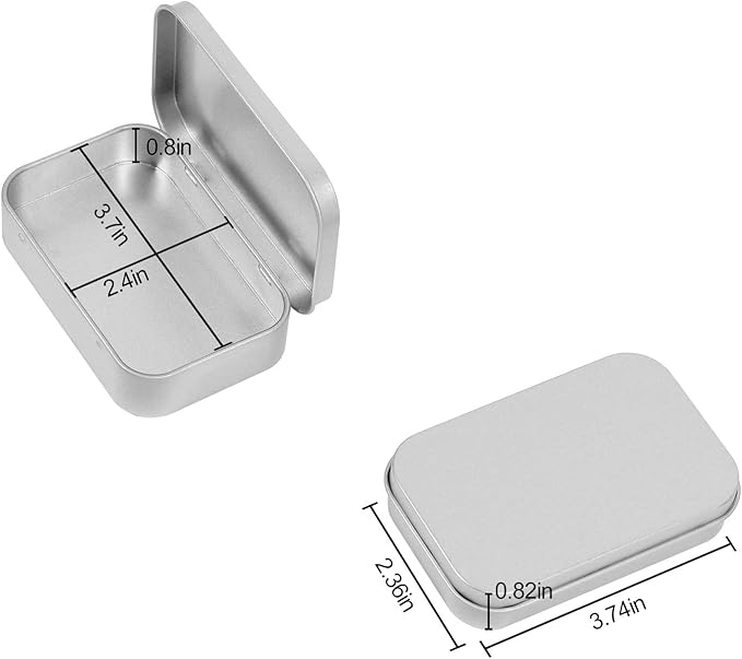 KINJOEK 42 PCS Metal Rectangular Empty Hinged Tins 3.7 x 2.4 x 0.8 Inch Portable Sealed Containers Storage Boxes with Lids for Small items Silver