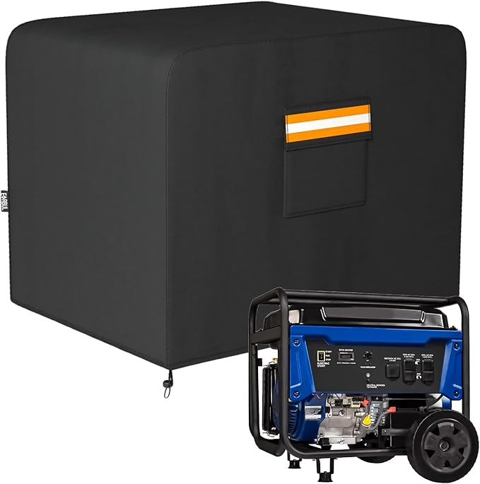 Generator Cover 30”L x 30”W x 26”H Heavy Duty Waterproof 420D All-Weather Generator Cover with Storage Pocket Compatible with Most Generators 6000-11000 Watt (Black)