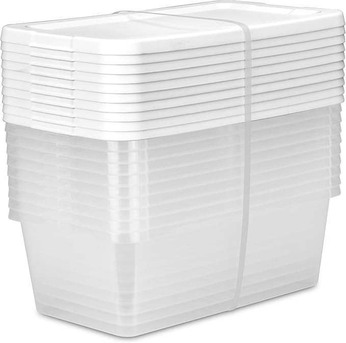 (2 Pack) 10 Small 6 Quart Clear Plastic Storage Bins with Lids Transparent Plastic Shoe Boxes Stackable Shoe Storage Containers for Home Closet Organization。