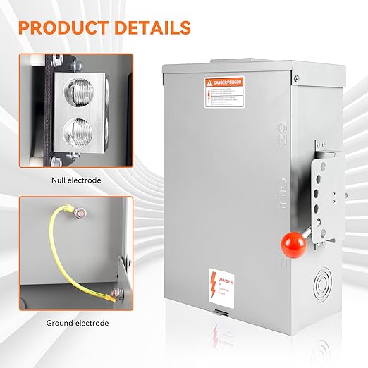 200 Amp Manual Transfer Switch 120/240V 48000W Transfer Switches for Outdoor and Indoor Use Heavy Duty Construction Enlarged NEMA 3R Enclosure Reliable and Stable Multiple Safety Protections