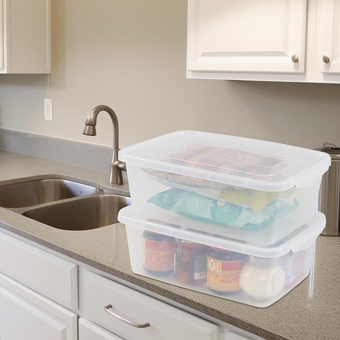 6.5 Quarts Clear Latching Box Plastic Storage Containers with Lids Set of 4