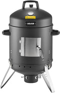 VEVOR Charcoal Smoker 16 Vertical Charcoal BBQ Grill Coated Steel Barbecue Smoker with 2 Grilling Grates Thermometer Air Vents &amp Removable Ash Tray Ideal for Backyard Patio Parties Cooking