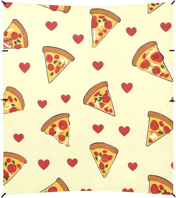 ALAZA Pizza Loves Pattern Beach Tent Sun Shelter Portable Canopy Sunshade for Outdoor Camping Picnics Backyard Fun 10x9 ft