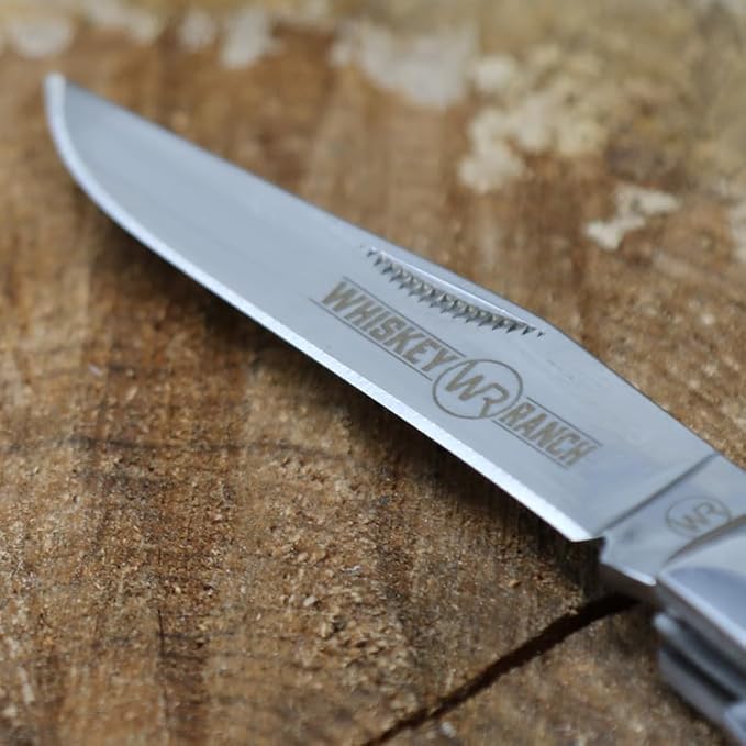WHISKEY BENT HAT CO. Traditional Trapper Folding Pocket Knife 4.125 Closed Length 440C Stainless Steel Blades (Lone Star)
