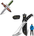 Fixed Blade Knife with Leather SheathKukri Fixed Blade Knife - Heavy Duty Outdoor Knife
