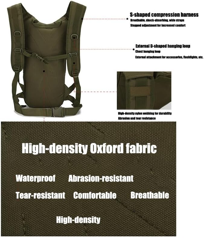 Military Molle Tactical Backpack Outdoor Travel Waterproof Oxford MOLLE Army Backpack Breathable Daypack Bag(Green)