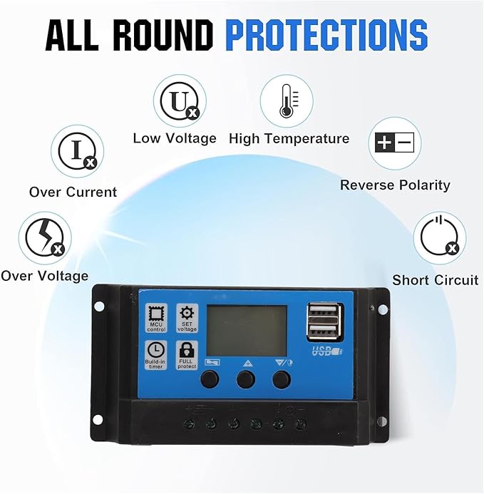 300 Watts 12 Volt/24 Volt Solar Panel Kit High Efficiency IP67 Solar Panel and Solar Charger Controller for RV