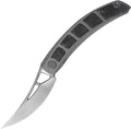 Kamasu Front Flipper Folding Knife 3.74 M390 Steel 6AL4V Titanium &amp GITD Carbon Fiber Handle Titanium Pocket Clip EDC Knife (Grey-stonewashed)