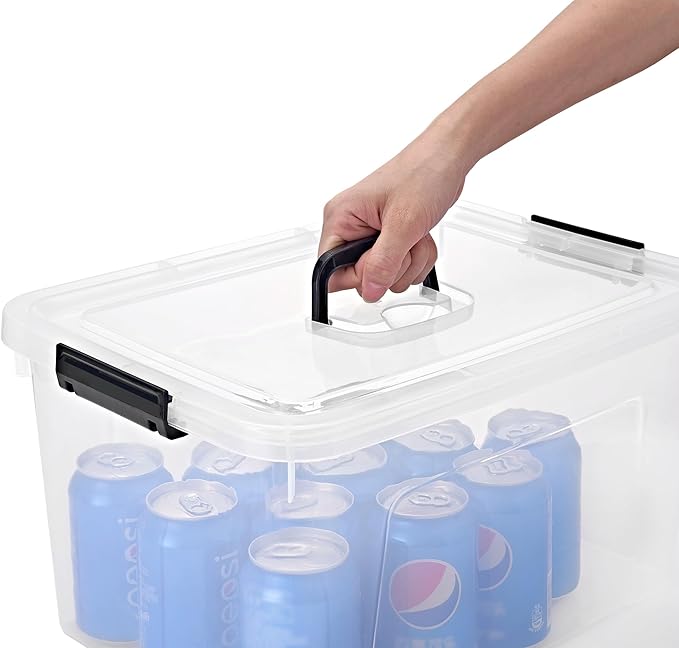 19 Quart Plastic Storage Bins with Lids 6-Pack Stackable Clear Storage Organizing Box with Handle
