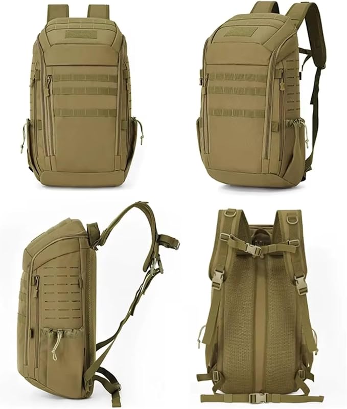 Outdoot Tactical Camping Backpack Large Molle Storage Hiking Trekking Fishing Bag Men Travel Rucksack(Khaki)