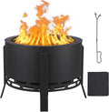 GarveeLife 26 in Smokeless Fire Pit with Ash Tray BaseSmokeless Outdoor Firepits with Adjustable Foot&ampFire PokerFirepit with Dust BagOutdoor Fire Pits for BBQBonfireCamping