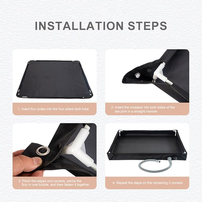 Portable Shower Pan with Drain Hose Foldable Shower Base Camping Shower Tent Floor Base for RV Outdoor Camping Shower Beach Pet Bath