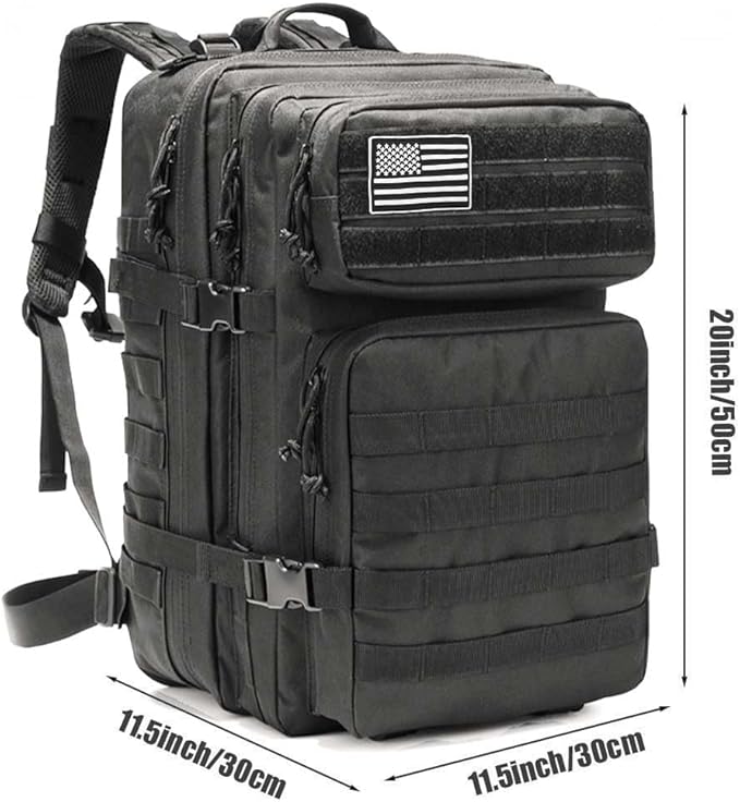 Tactical Backpack for Men Bug Out Bag Army Pack Rucking Backpacks 45L MOLLE Military 3 Day Hiking Rucksack (Black)