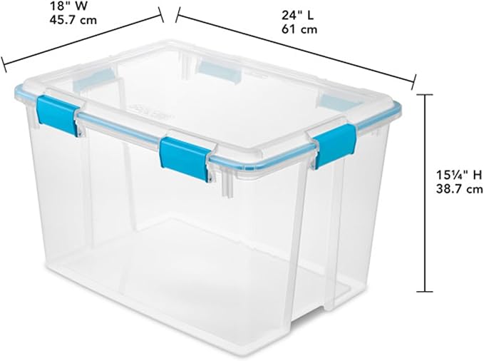 Sterilite 16-Pack Gasket Box Weather-Resistant Storage Bins with Latching Lids 80 Quart - Heavy-Duty Organizing Containers for Closet Bathroom and Office