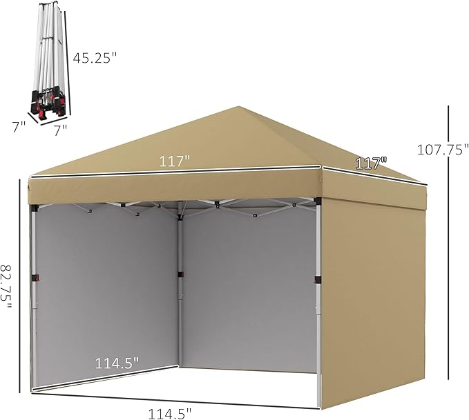 10x10 All-Season Pop-Up Canopy Featuring Full-Side Sidewalls Weight Bags Included for Adjustable Height Weatherproof Polyester Fabric