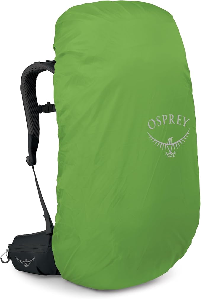 Osprey Kestrel LT 65L Men's Backpacking Backpack - Lightweight Hiking &amp Camping Bag with Waterproof Raincover Black