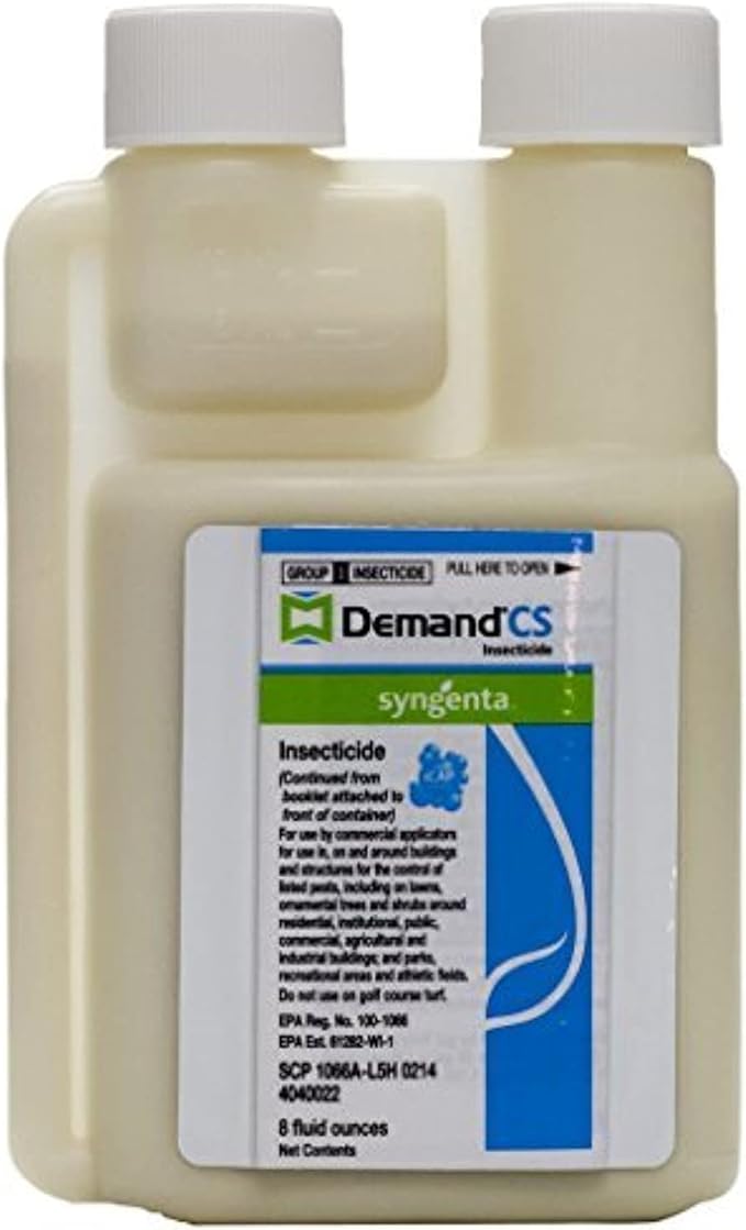 Syngenta 73654 Demand CS Insecticide 8oz Beige and Syngenta Demon WP Insecticide 2 Envelopes Containing 4 Water-Soluble 9.5 Gram Packets Makes 4 Gallons Cypermethrin 40%