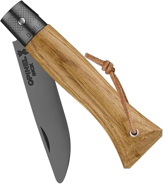 OPINEL NEO6 Folding Non-Locking Pocket Knife OPIFLEX Intuitive Design EDC Folder Wood Handles 2.75 in. Blade (Black Oak)