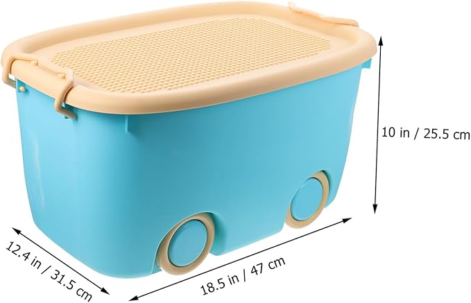 Kisangel Toy Storage Container with Wheels Boy Girl's Toy Organizer Sundries Storage Box for Boys and Girls Design Easy to Move Versatile Use Playroom Nursery